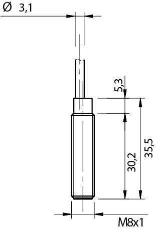 Sensor Indutivo AE6/CP-3A Datasensing — M8 short LD blindado NC/PNP cabo 2m axial