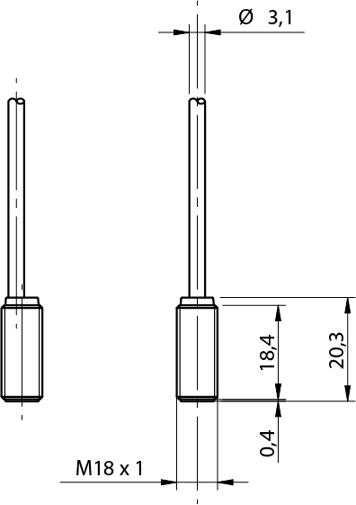 Sensor Indutivo AES/CN-3A Datasensing — M8 Sn 2 mm NC/NPN cabo 2m axial