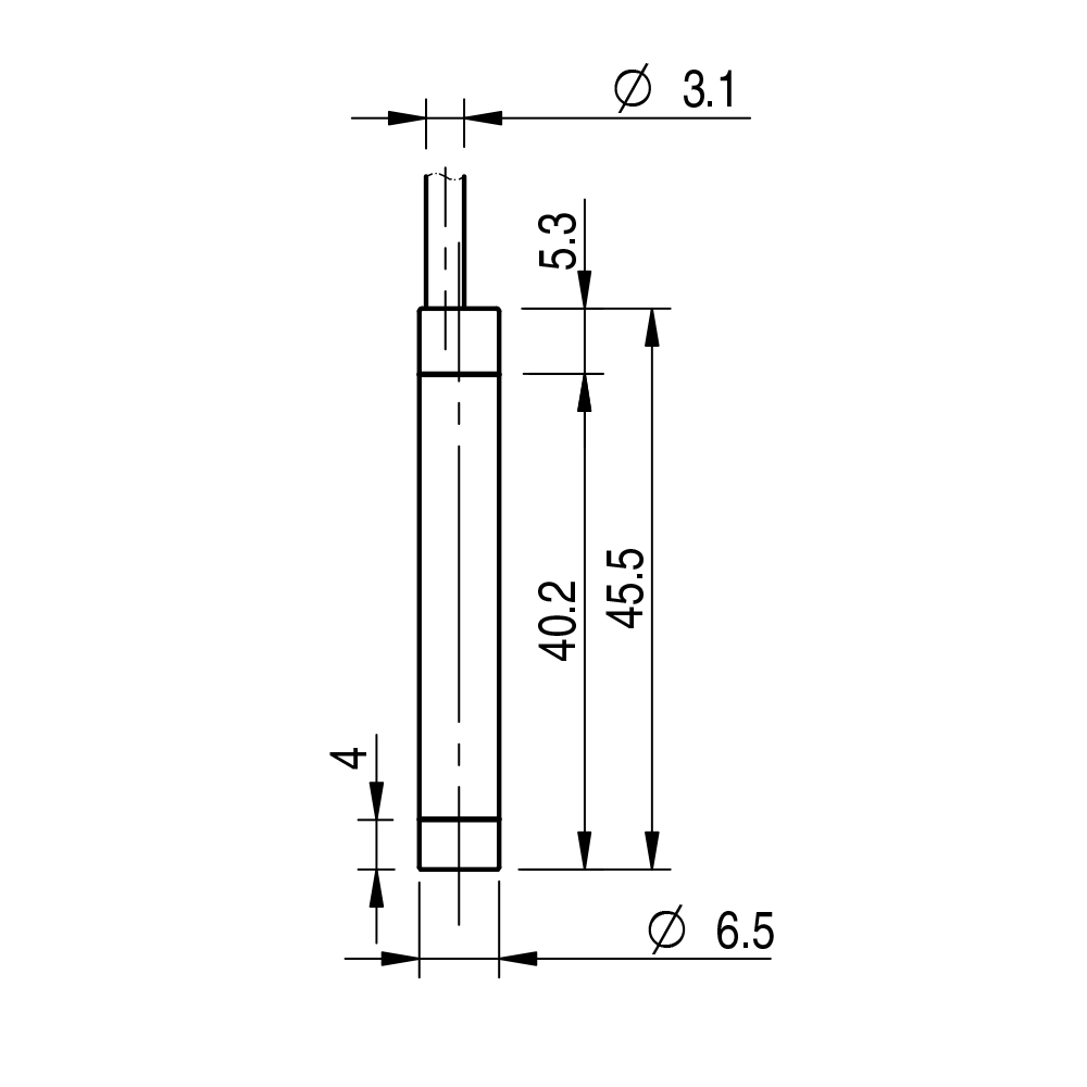 Sensor Indutivo AH1/AN-4A Datasensing — Ø6,5 mm LD blindado NO/NPN cabo 2m axial