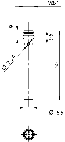 Sensor Indutivo AH1/AP-2F Datasensing — Ø6,5 mm não blindado NO/PNP conector M8