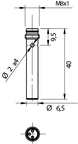 Sensor Indutivo AH6/AN-4F Datasensing — Ø6,5 mm LD curto não blindado NO/NPN conector M8