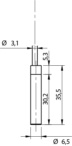 Sensor Indutivo AH6/AP-1A Datasensing — Ø6,5 mm curto blindado NO/PNP cabo 2m axial