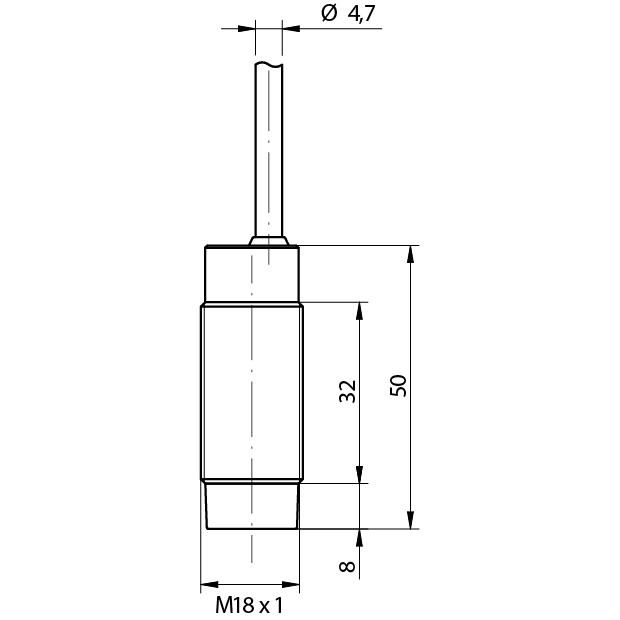 Sensor Indutivo AK1/A0-4A Datasensing — M18 unshielded NO cabo 2m axial
