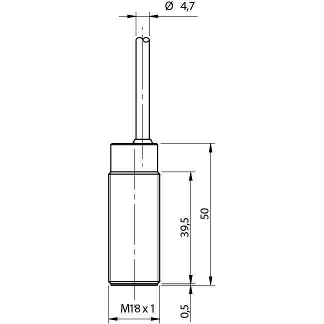Sensor Indutivo AK1/CN-1A Datasensing — M18 blindado NC/NPN cabo 2m axial