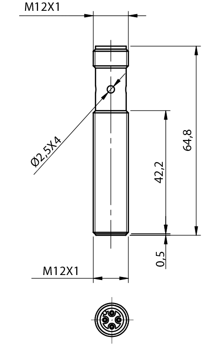 Sensor Indutivo AM1/A0-3H Datasensing — M12 blindado NO conector M12