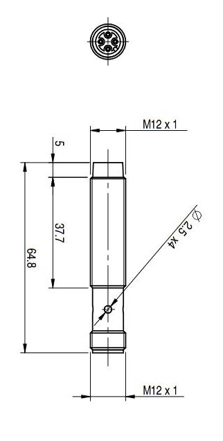 Sensor Indutivo AM1/A0-4H Datasensing — M12 não blindado NO conector M12