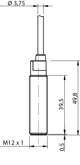 Sensor Indutivo AM1/AN-1A Datasensing — M12 shielded NO/NPN cabo 2m axial