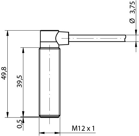 Sensor Indutivo AM1/AN-1C Datasensing — M12 blindado NO/NPN cabo 2m 90°
