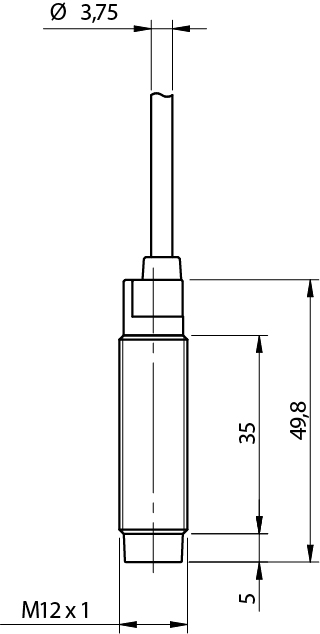 Sensor Indutivo AM1/AN-4A Datasensing M12 Longa Distância Sn 8mm NPN NO Cabo 2m - dimensões