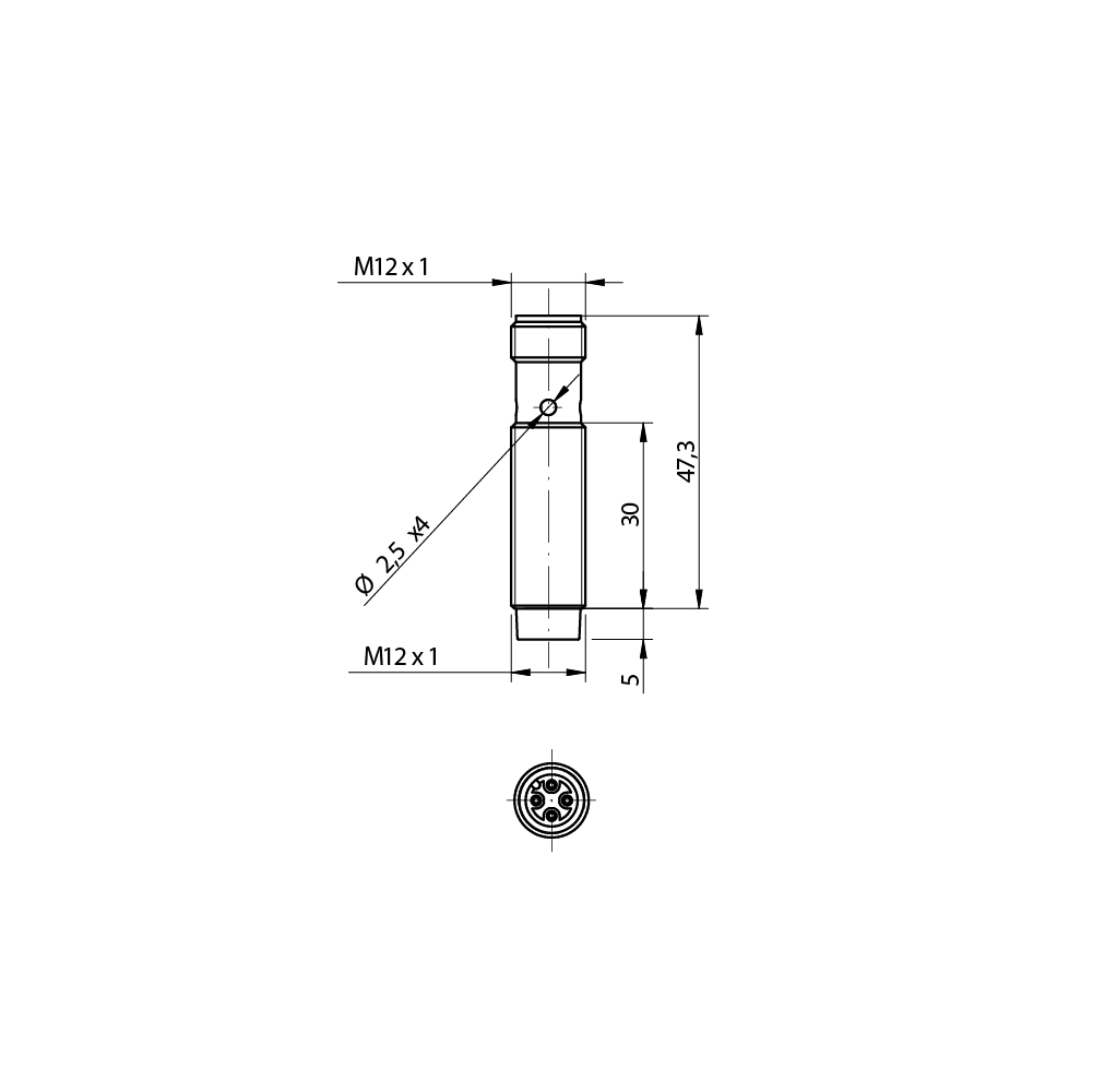 Sensor Indutivo AM6/CN-2H Datasensing — M12 short não blindado NC/NPN conector M12