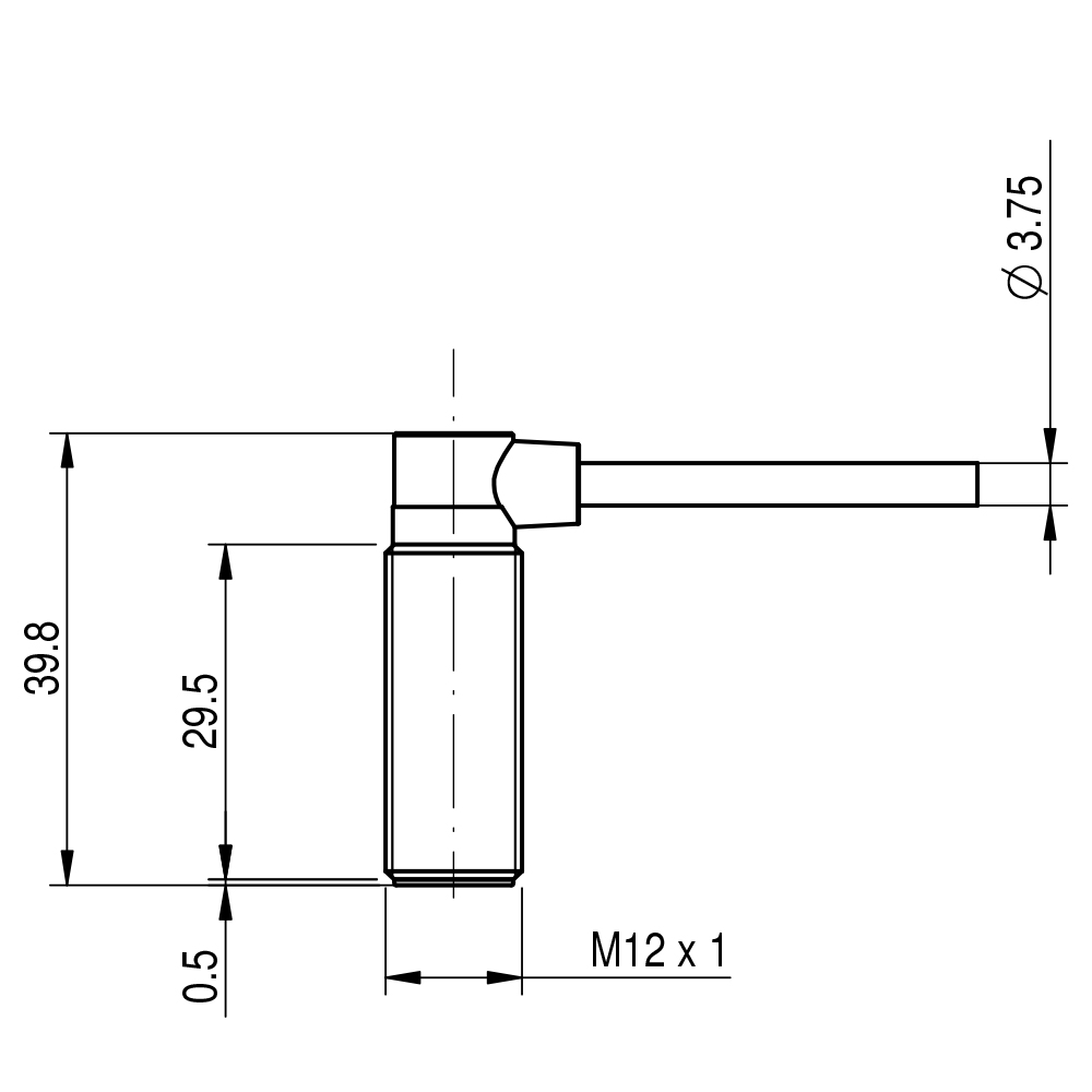 Sensor Indutivo AM6/CP-1C Datasensing — M12 short blindado NC/PNP cabo 2m 90°