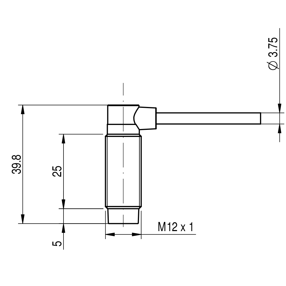 Sensor Indutivo AM6/CP-2C Datasensing — M12 short não blindado NC/PNP cabo 2m 90°