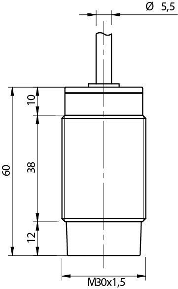 Sensor Indutivo AT1/A0-4A Datasensing — M30 não blindado NO cabo 2m axial