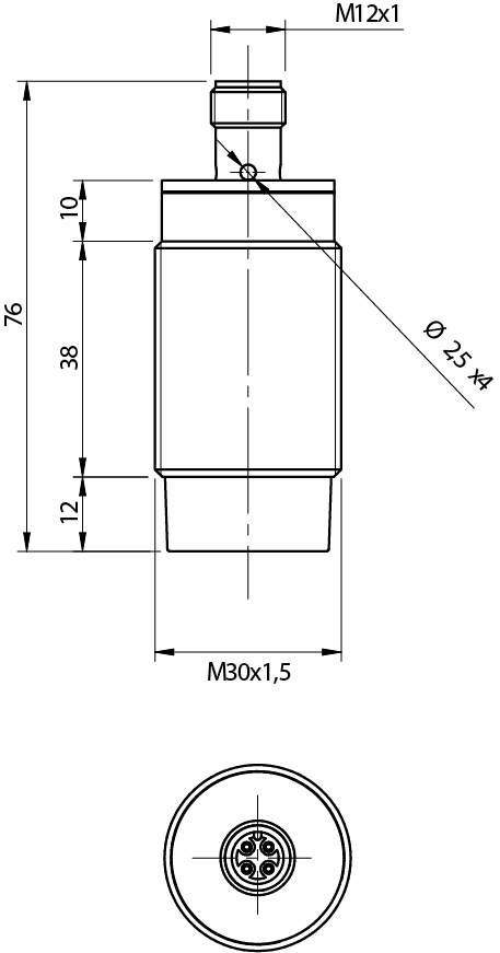 Sensor Indutivo AT1/AP-2H Datasensing — M30 não blindado NO/PNP conector M12