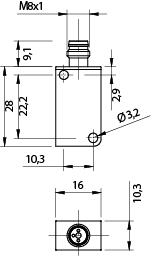 Sensor Indutivo IL1/AP-4F Datasensing — 10x28x16mm não blindado PNP NO conector M8