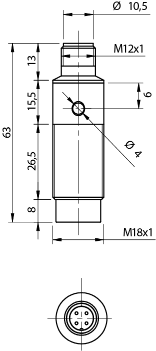 Sensor Indutivo PKS/0N-2H Datasensing — M18 unshielded NPN conector M12