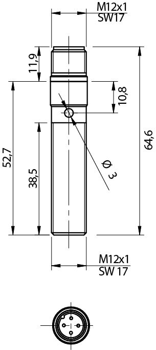 Sensor Indutivo PMS/0N-1H Datasensing — M12 shielded NPN conector M12
