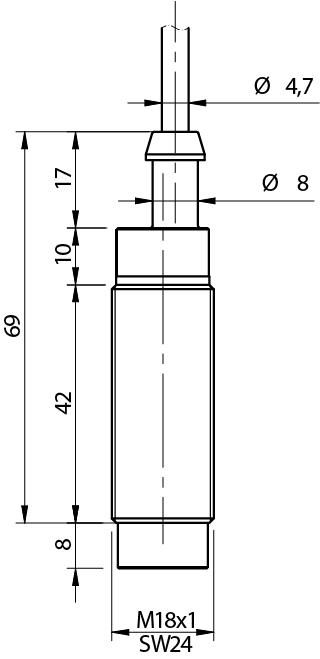 Sensor Indutivo VK2/A0-2B Datasensing — AC M18 unshielded NO cabo 2m
