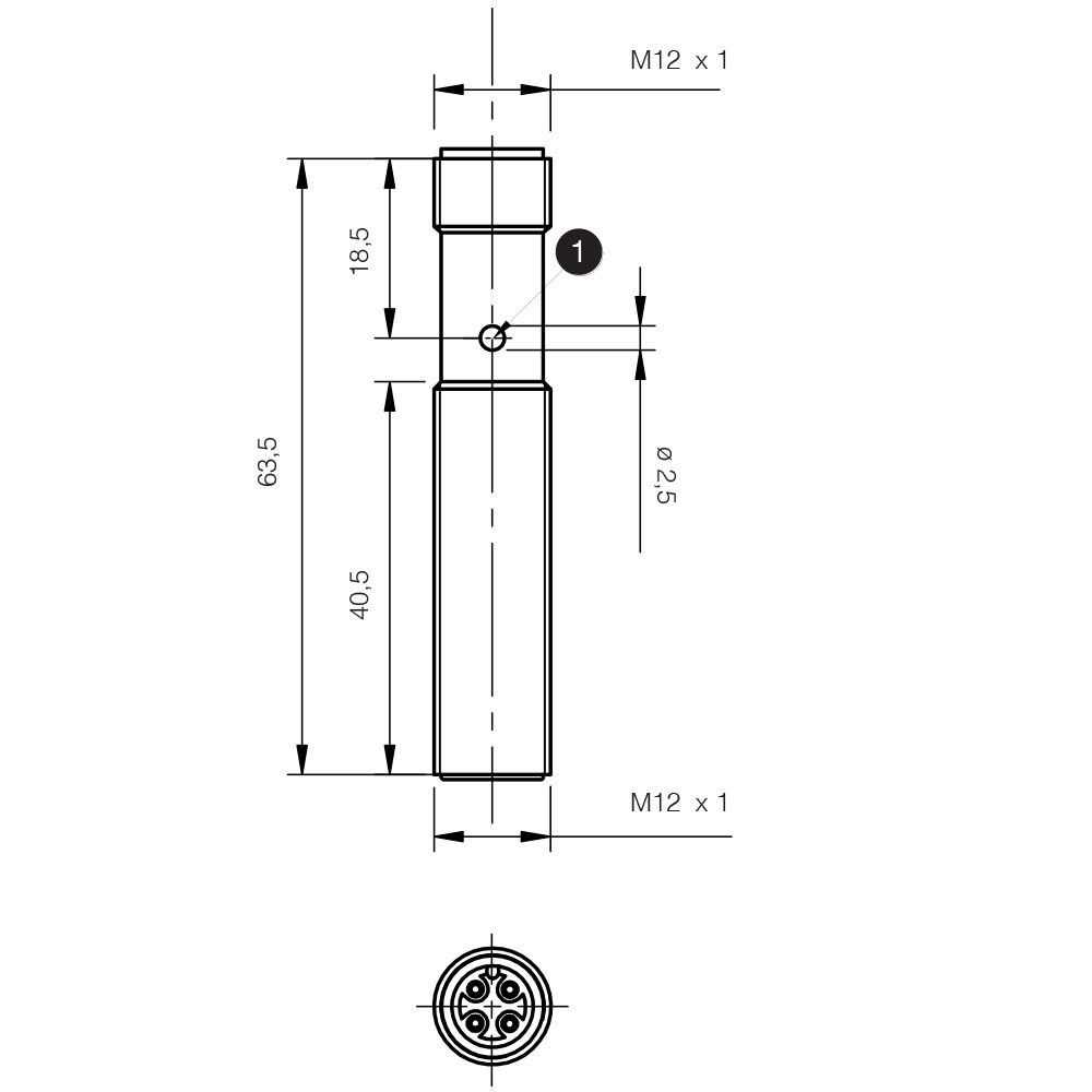 Sensor Indutivo VM2/C0-1H Datasensing — AC M12 shielded NC conector M12