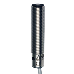 Sensor Ultrassônico UK1A/G7-1ASY Datasensing — Sensor Ultrassônico M18 analógica. 0-10 V+ PNP NO/NC 50-400 mm cabo 2m com botão teach-in, AISI316L aço inox corpo, cULus
