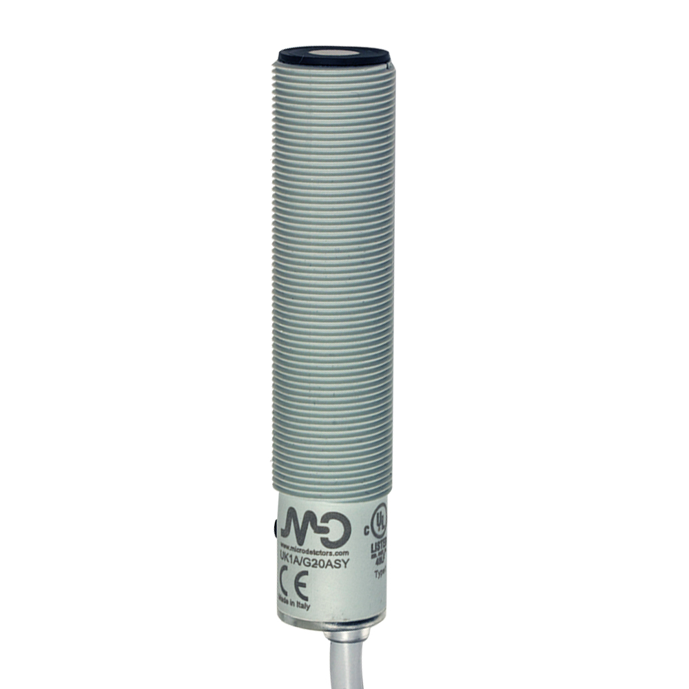 Sensor Ultrassônico UK1A/GN-0ASY Datasensing — Sensor Ultrassônico M18 NPN NO/NC 50-400 mm cabo 2m com teach-in button, plástico, cULus