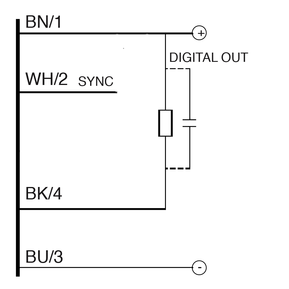 Sensor Ultrassônico UK1A/GN-0ESY Datasensing — Sensor Ultrassônico M18 NPN NO/NC 50-400 mm conector M12 com teach-in button, plástico, cULus