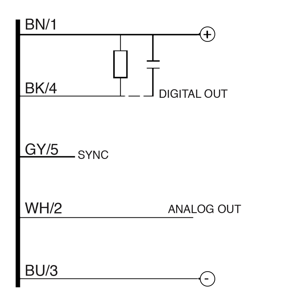 Sensor Ultrassônico UK1C/G9-0ASY Datasensing — Sensor Ultrassônico M18 analógica. 0-10 V+ NPN NO/NC 100-900 mm cabo 2m com teach-in button, plástico, cULus