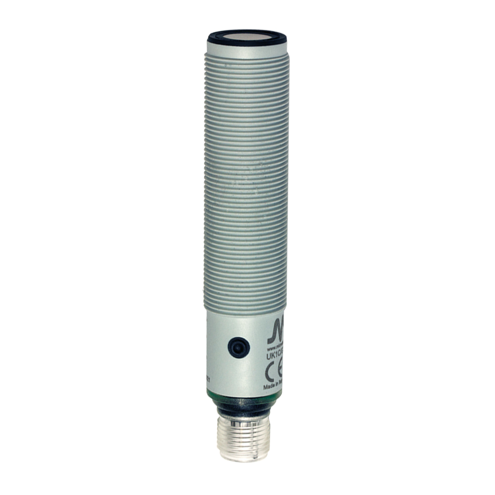Sensor Ultrassônico UK1C/GM-0ESY Datasensing — Sensor Ultrassônico M18 NPN ajustável hysteresis/standard window/NO+NC. 100-900 mm conector M12 com teach-in button, plástico, cULus