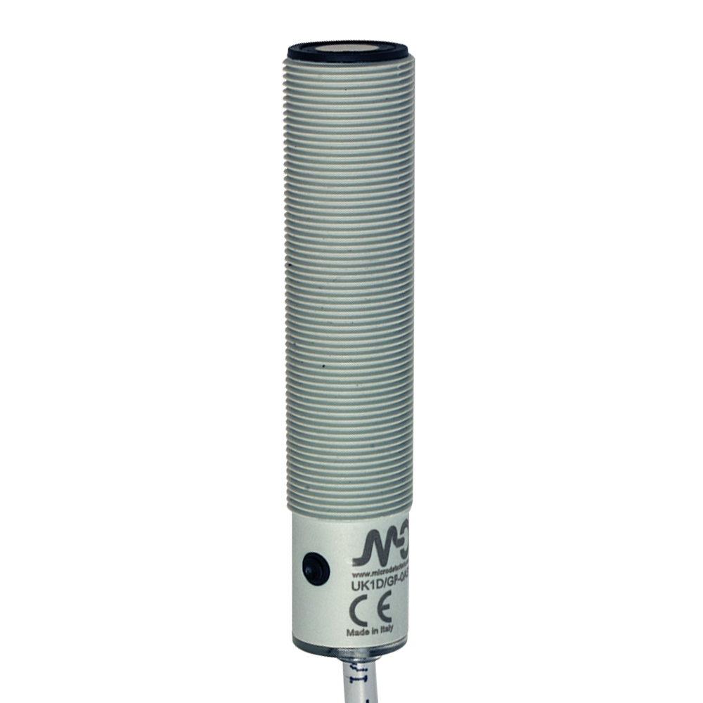 Sensor Ultrassônico UK1D/GP-0ASY Datasensing — Sensor Ultrassônico M18 PNP NO/NC 150-1600 mm cabo 2m com teach-in button, plástico, cULus