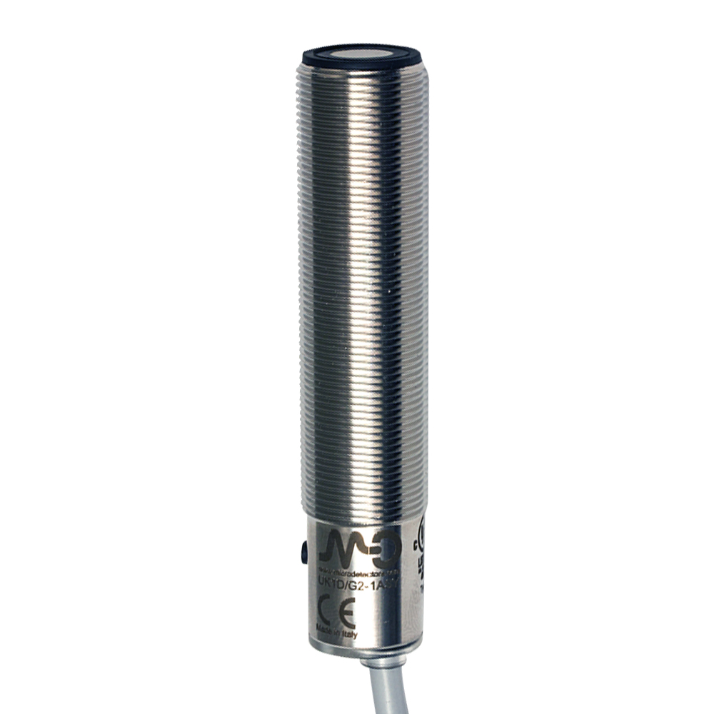 Sensor Ultrassônico UK1D/GP-1ASY Datasensing — Sensor Ultrassônico M18 PNP NO/NC 150-1600 mm cabo 2m com teach-in button,AISI316L aço inox corpo, cULus