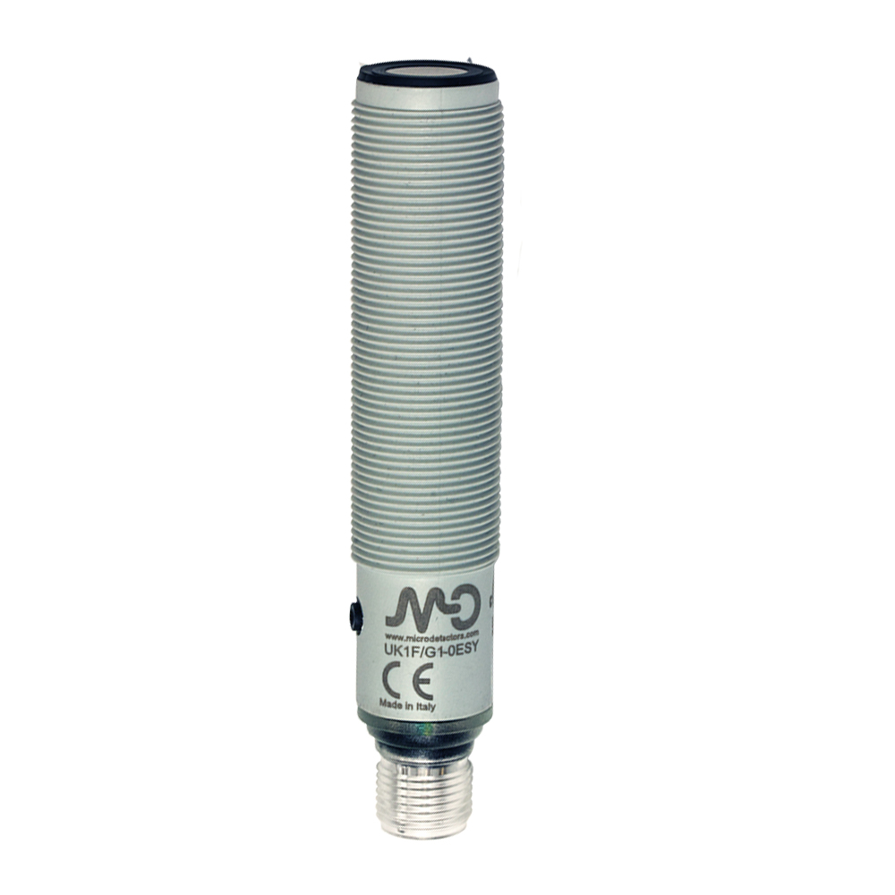 Sensor Ultrassônico UK1F/G6-0ESY18NU Datasensing — Sensor Ultrassônico M18 analógica. 4-20 mA+ PNP NO/NC 200-2200 mm conector M12 com teach-in button, plástico, cULus, protective coating, Geolast adapter