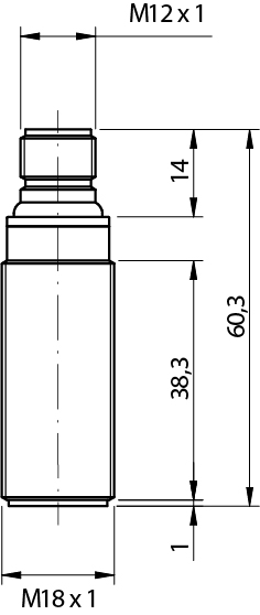 Sensor Ultrassônico UK6A/H1-0EUL Datasensing — M18 analógica. 0-10 V 40-300 mm conector M12, com remoto teach-in by cabo, cULus