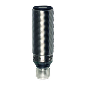 Sensor Ultrassônico UK6A/HP-1EUL Datasensing — M18 PNP NO/NC 40-300 mm conector M12 com remote teach-in by cabo, AISI316L aço inox corpo, cULus