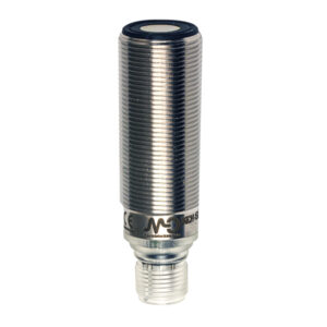 Sensor Ultrassônico UK6C/H2-1EUL Datasensing — M18 analógica. 4-20 mA 80-800 mm conector M12 com remote teach-in by cabo, AISI316L aço inox corpo, cULus