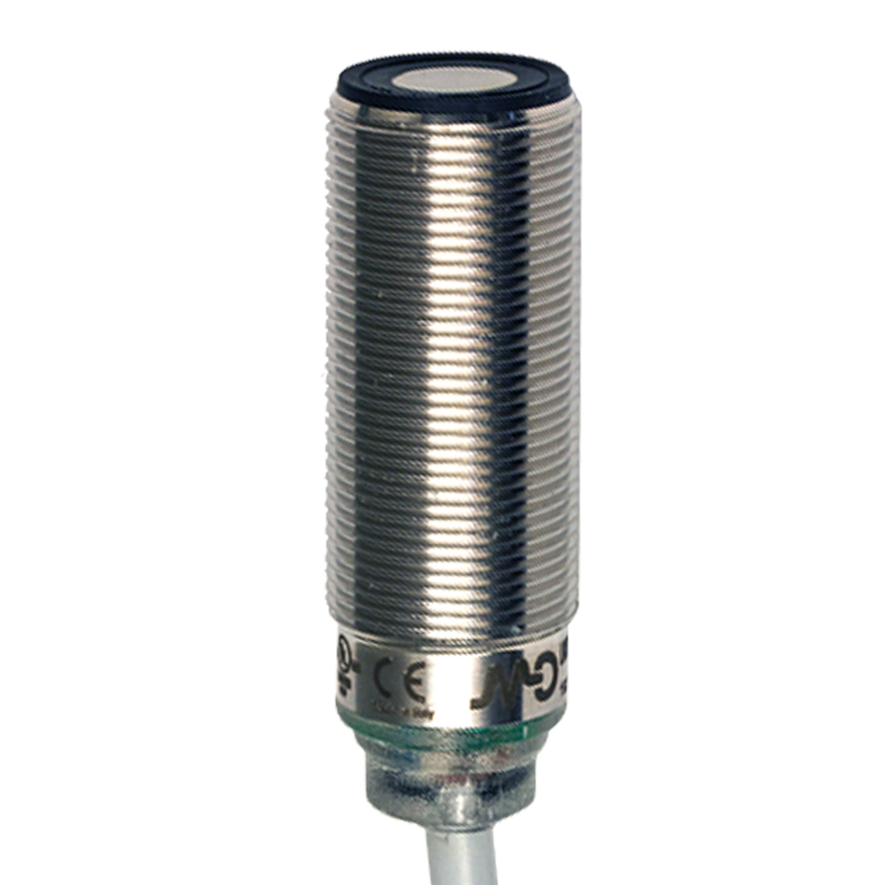 Sensor Ultrassônico UK6C/HN-1AUL Datasensing — M18 NPN NO/NC 80-800 mm cabo 2m, com remote teach-in by cabo, AISI316L aço inox corpo, cULus