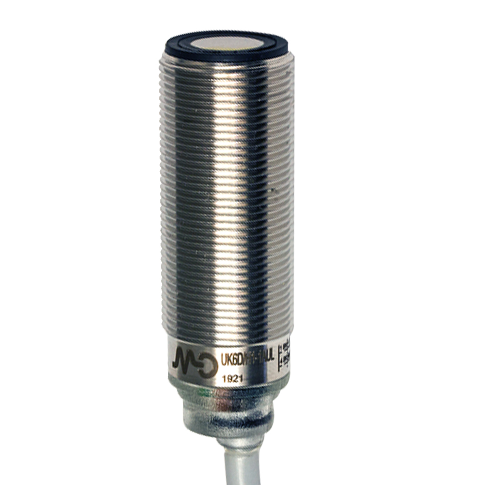 Sensor Ultrassônico UK6D/HN-1AUL Datasensing — M18 NPN NO/NC 80-1200 mm cabo 2m, com remoto teach-in by cabo, AISI316L aço inox corpo, cULus