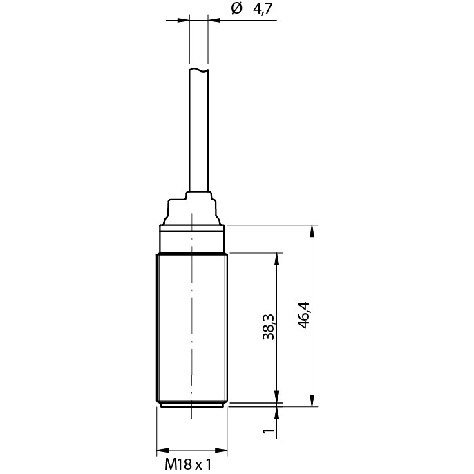 Sensor Ultrassônico UK6D/HN-1AUL Datasensing — M18 NPN NO/NC 80-1200 mm cabo 2m, com remoto teach-in by cabo, AISI316L aço inox corpo, cULus